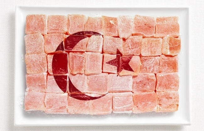 Национальные флаги стран из продуктов питания
