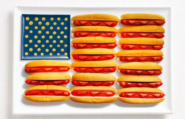 Национальные флаги стран из продуктов питания