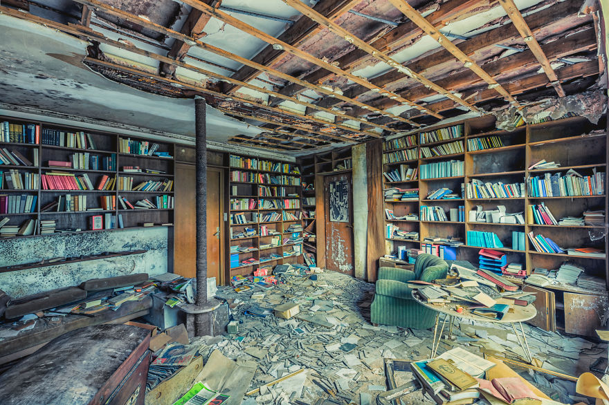old abandoned library in house