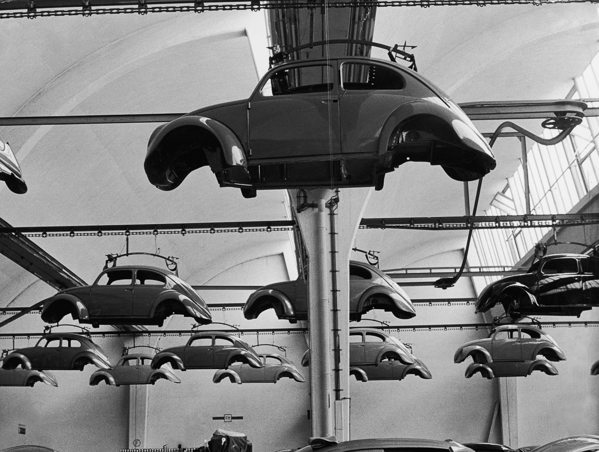 Volkswagen Beetle cars in production. (Photo by Keystone/Getty Images)