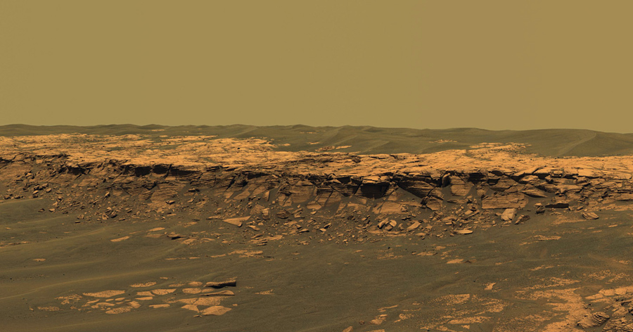 Панорамная камера на борту сфотографировала панораму “Пэйсон” на западном краю кратера Эребус , февраль 26, 2006 года. 