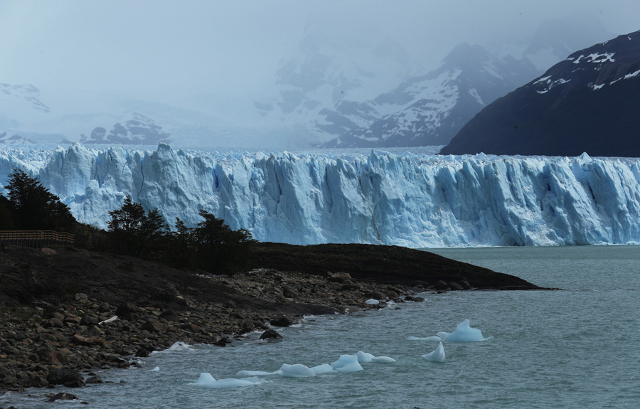 Тающий лед плавает в передней части Северной стены ледника Перито-Морено в национальном парке Лос-Гласиарес, 29 ноября 2015 в Санта-Крус, Аргентина.