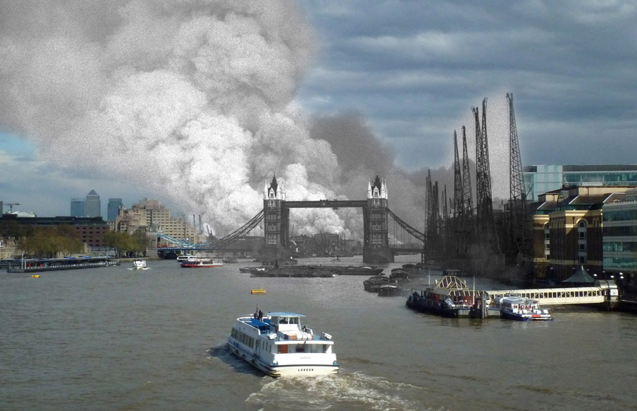 Тауэрский мост и река Темза, 7 сентября 1940 и 25 апреля 2016.