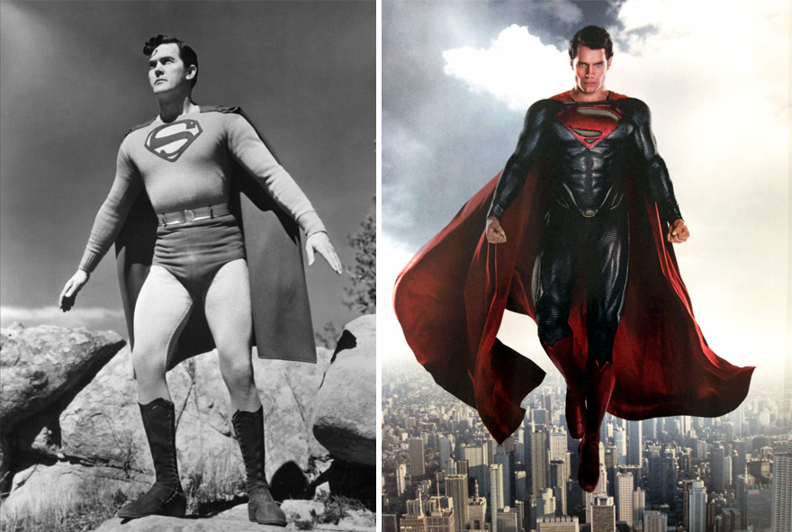 Супермен в 1948 и 2016 годах
