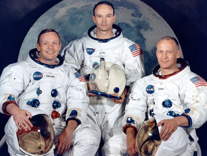 Экипаж американского космического корабля "Аполлон-11": Нил Армстронг, Майкл Коллинз и Эдвин Олдрин