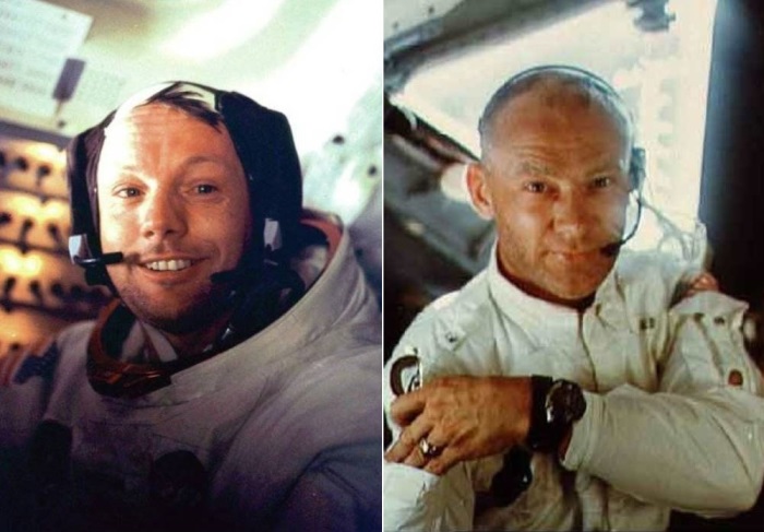 Командир корабля "Аполлон-11" Нил Армстронг и пилот Эдвин Олдрин