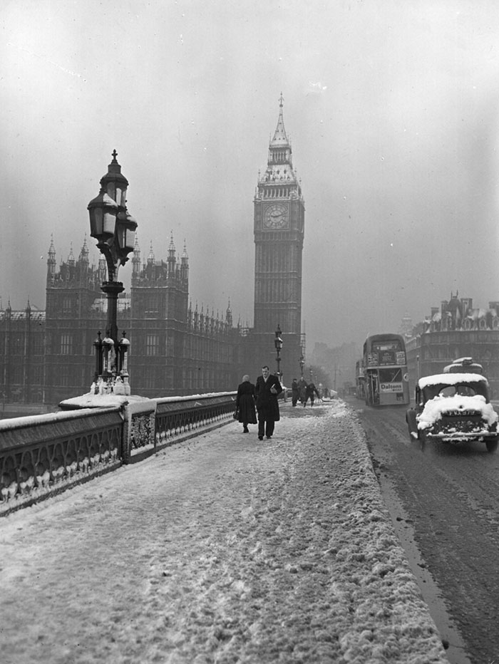 Вестминстерский мост, 14 января 1955 года.