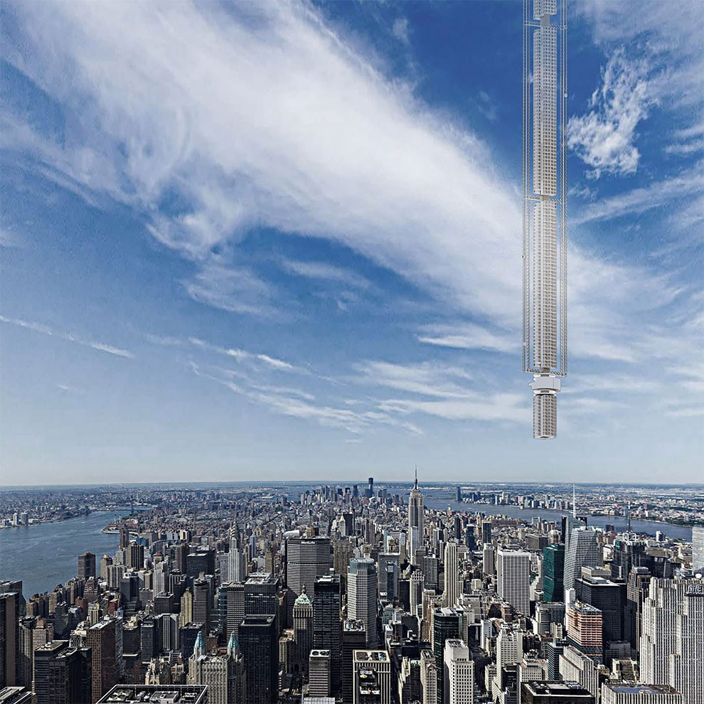 Архитекторы из Нью-Йорка хотят построить небоскрёб висящий на астероиде