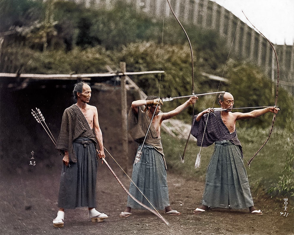 Самураи на тренировке 1860 г.