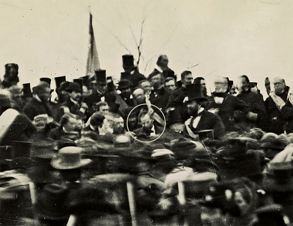 Единственная известная фотография Авраама Линкольна в Геттисберге, прежде, чем он произнес свою Геттисбергскую речь, 19 ноября 1863 г.