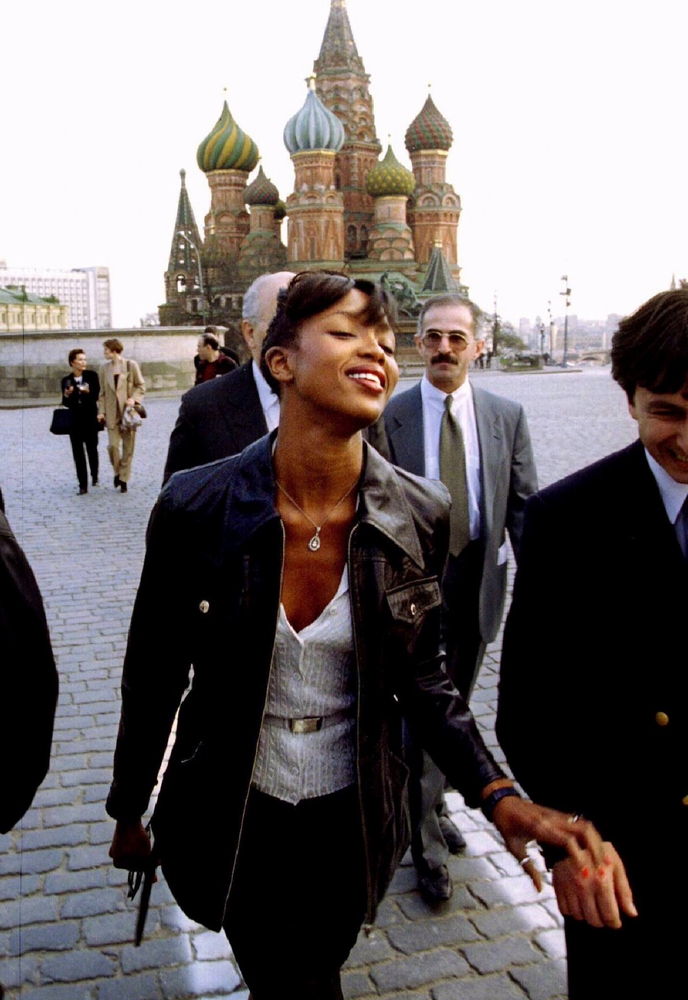 Наоми Кэмпбелл на Красной площади, 21 апреля 1995 года.