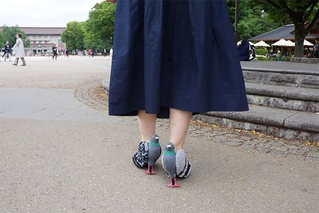 Женщина из Японии сделала себе туфли в виде голубей