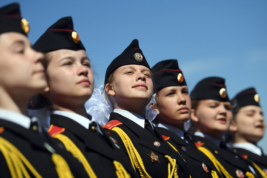 Российские кадеты на Поклонной горе (Парк Победы) 6 мая 2017 года, в рамках праздничных мероприятий посвященных предстоящей 72-й годовщины победы Советского Союза над фашистской Германией во Второй мировой войне. 