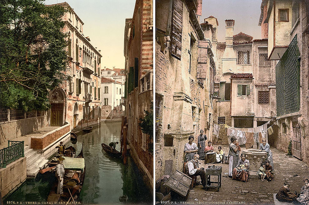 Красивые цветные фотографии Венеции 1890-х годах