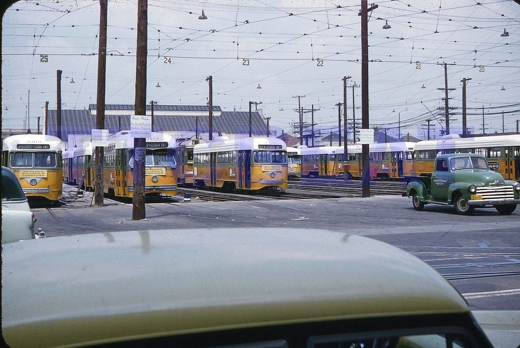 Трамвайное депо в Лос-Анджелесе, 1956 год