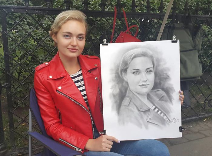 Потрясающие уличные портреты от Николая Ярахтина, нарисованные от руки на улицах Санкт-Петербурга