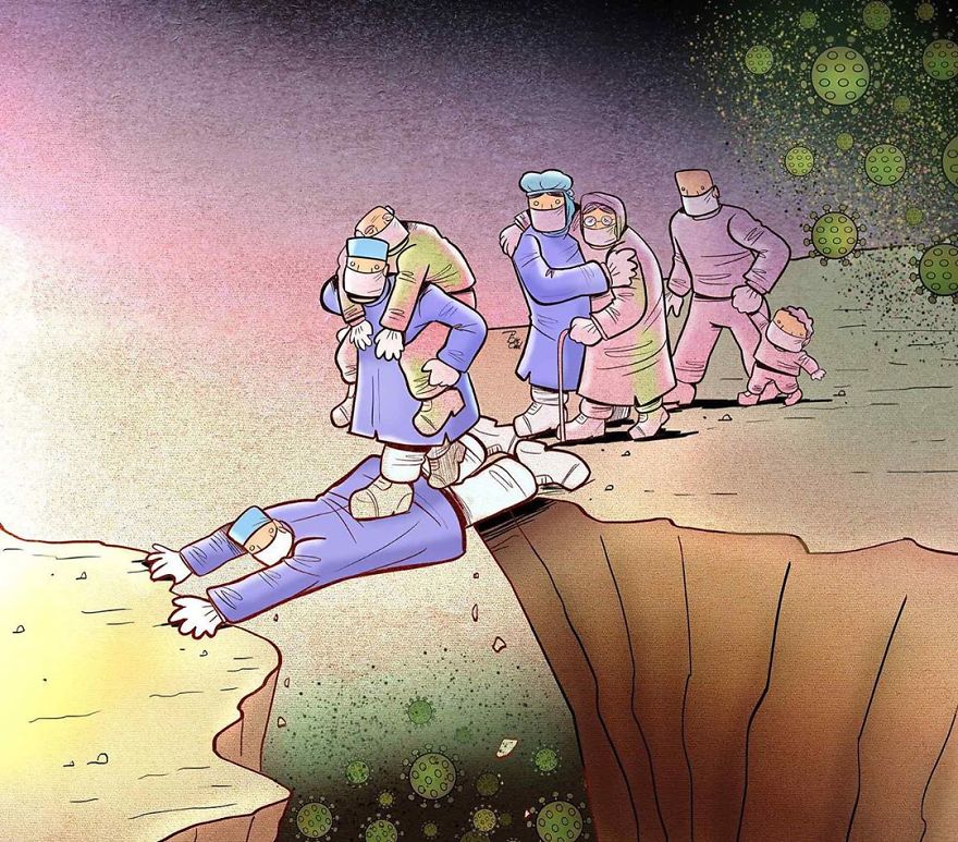 Иранский художник показывает суровую реальность врачей во время вспышки коронавируса