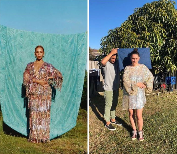 Женщина продолжает весело воссоздавать фото знаменитостей в Instagram, и результат лучше, чем оригинал