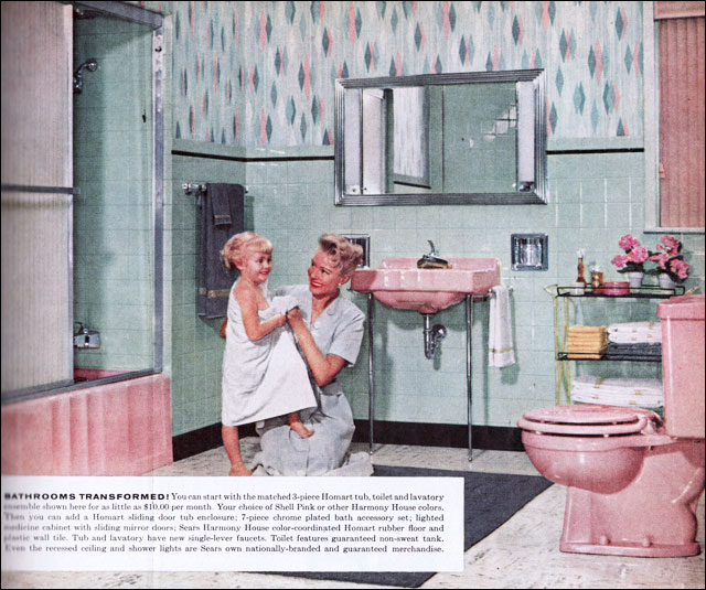 Галерея из 20 дизайнов ванной комнаты в Америке 1950 годов