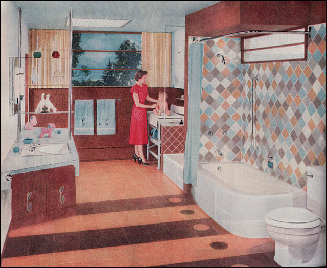 Галерея из 20 дизайнов ванной комнаты в Америке 1950 годов